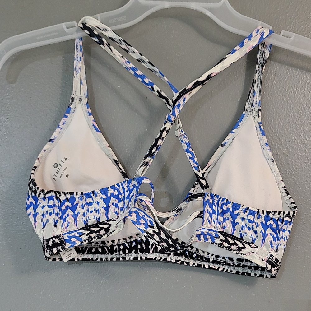 Athleta Women's Blue Patterned Sports Bra‎